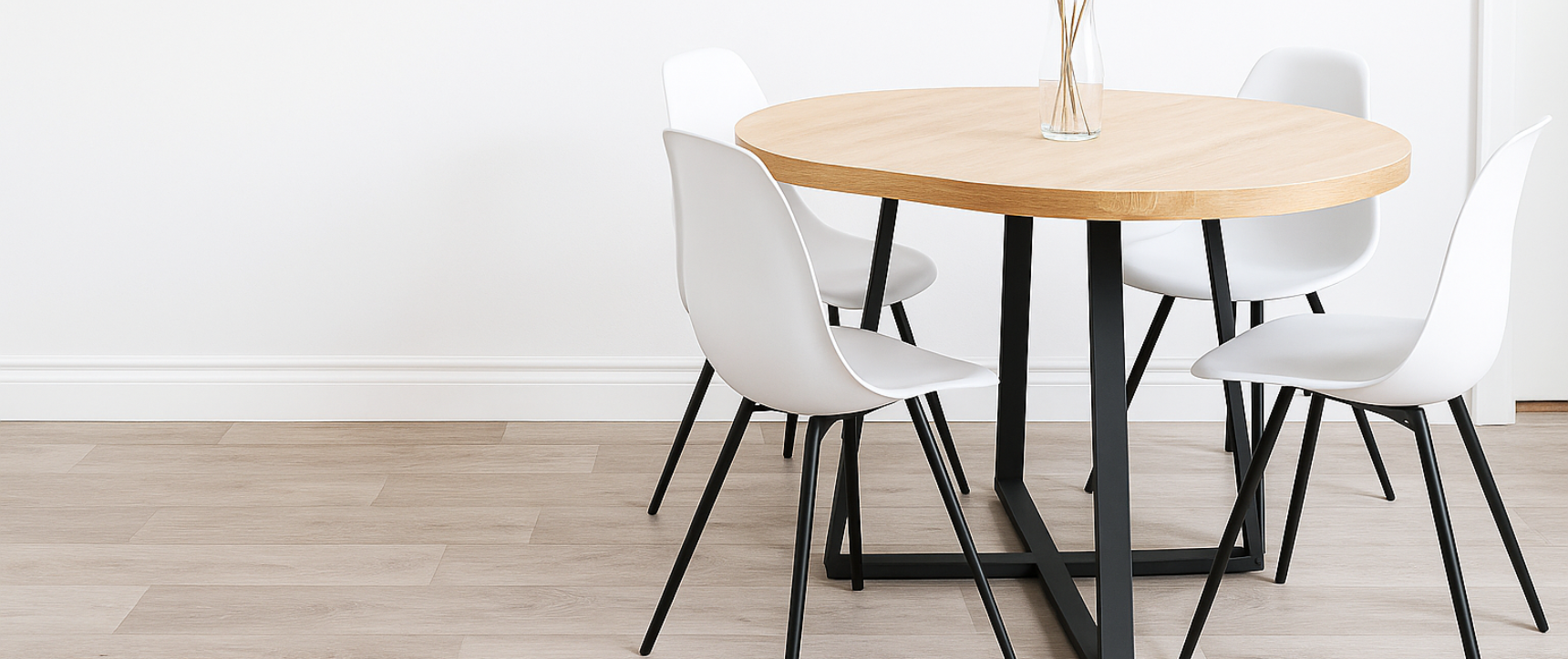 SELMA mesa de comedor redonda extensible 4-8 personas madera y negro 110-150 cm