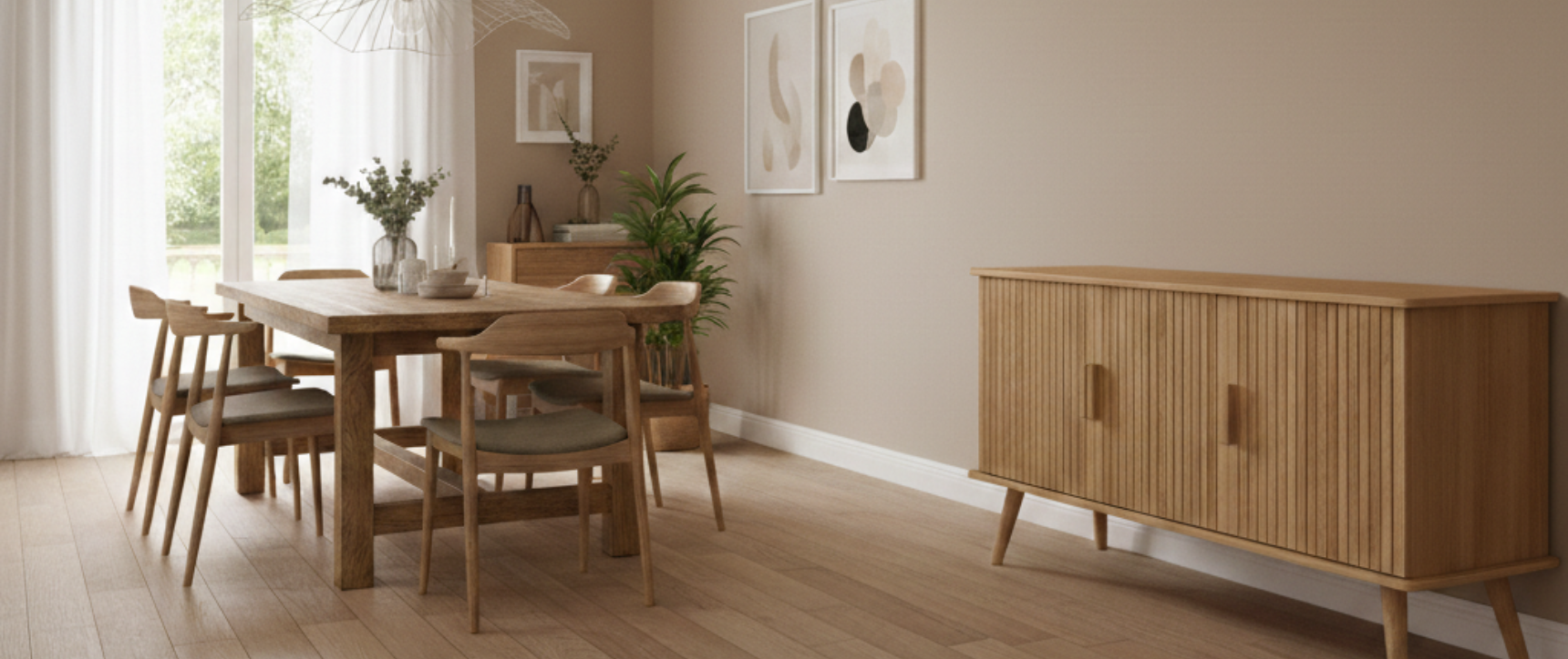 Aparador JULIETTE 110 cm efecto listones 3 puertas